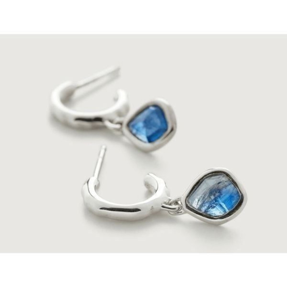 Monica‎ Vinader Sterling Silver Siren Mini Kyanite Nugget Huggie Earrings, NWT